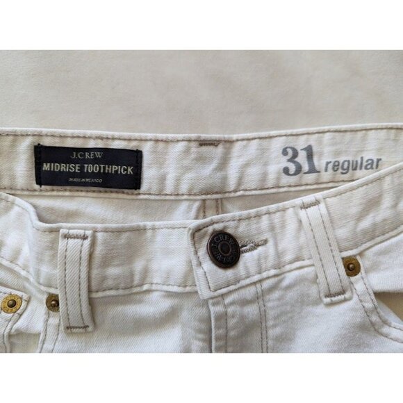 J. Crew Mid Rise Toothpick Women's Denim White Jean Ankle Size 31 - Picture 3 of 4